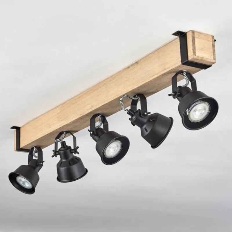 Luminaires Scandinaves-hofstein Plafonnier Safari Écru, Noir, 5 lumières