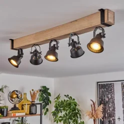 Luminaires Scandinaves-hofstein Plafonnier Safari Écru, Noir, 5 lumières