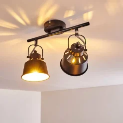 Lampes Industrielles-hofstein Plafonnier Safari Noir, 2 lumières