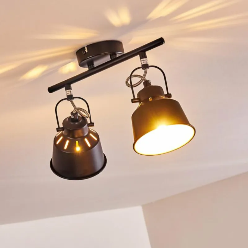 Lampes Industrielles-hofstein Plafonnier Safari Noir, 2 lumières