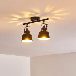 Lampes Industrielles-hofstein Plafonnier Safari Noir, 2 lumières