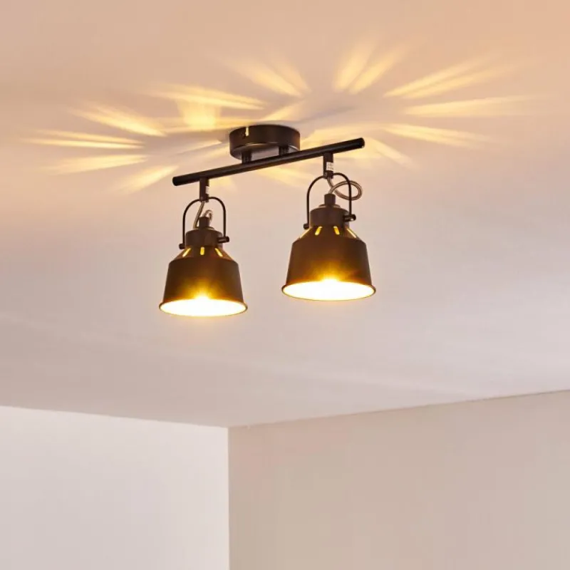Lampes Industrielles-hofstein Plafonnier Safari Noir, 2 lumières