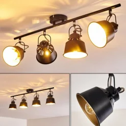 Lampes Industrielles-hofstein Plafonnier Safari Noir, 4 lumières