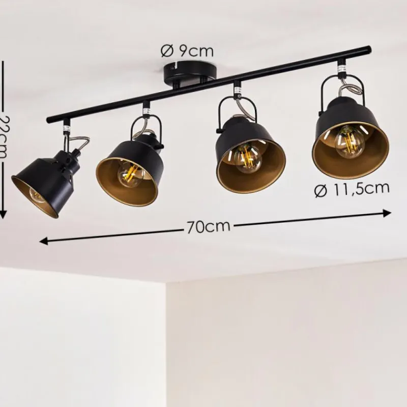 Lampes Industrielles-hofstein Plafonnier Safari Noir, 4 lumières