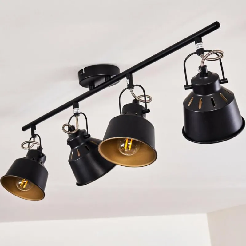 Lampes Industrielles-hofstein Plafonnier Safari Noir, 4 lumières
