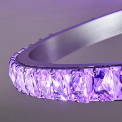 hofstein Plafonnier Saginaw LED Nickel mat, 1 lumière, Télécommandes, Changeur de couleurs