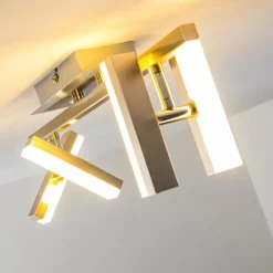 hofstein Plafonnier Sakami LED Nickel mat, 4 lumières