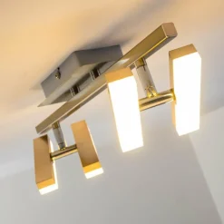 hofstein Plafonnier Sakami LED Nickel mat, 4 lumières