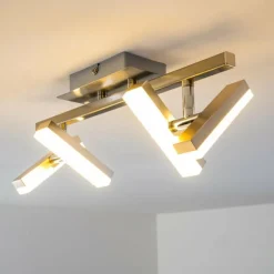 hofstein Plafonnier Sakami LED Nickel mat, 4 lumières