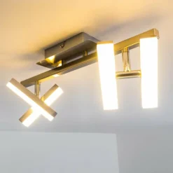 hofstein Plafonnier Sakami LED Nickel mat, 4 lumières