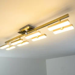 hofstein Plafonnier Sakami LED Nickel mat, 8 lumières* Éclairage Led