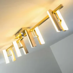 hofstein Plafonnier Sakami LED Nickel mat, 8 lumières* Éclairage Led