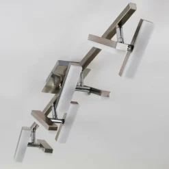 hofstein Plafonnier Sakami LED Nickel mat, 8 lumières* Éclairage Led