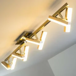 hofstein Plafonnier Sakami LED Nickel mat, 8 lumières* Éclairage Led