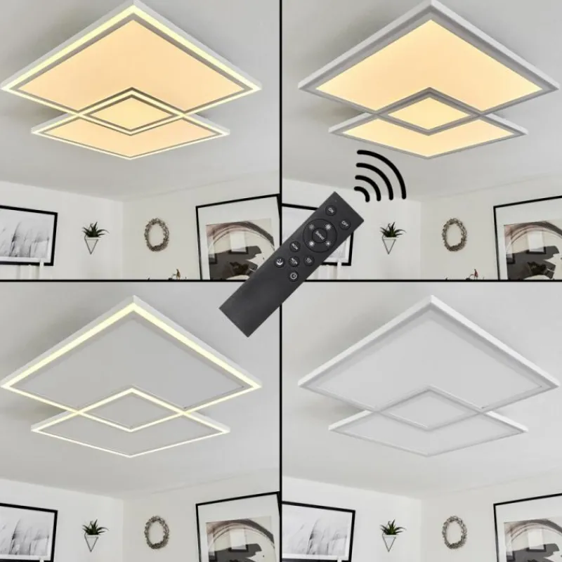 hofstein Plafonnier Salamo LED Blanc, 1 lumière, Télécommandes