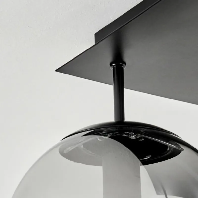 Suspension Verre Fumé-hofstein Plafonnier Salamonde Noir, 5 lumières