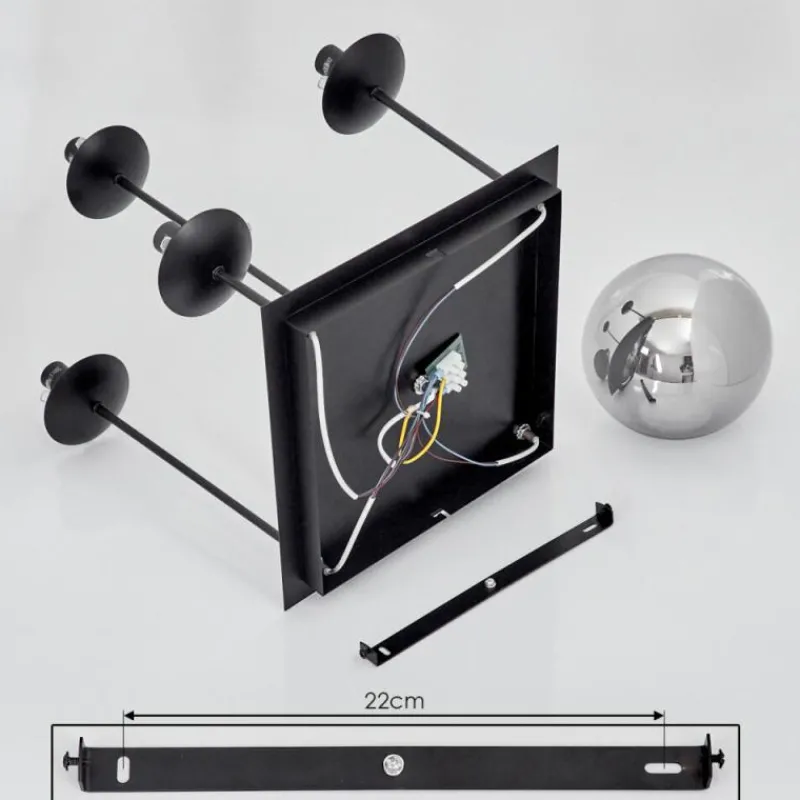 Suspension Verre Fumé-hofstein Plafonnier Salamonde Noir, 5 lumières