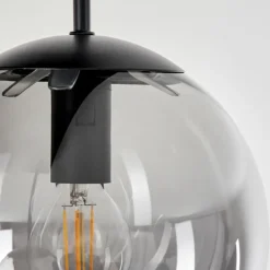 Suspension Verre Fumé-hofstein Plafonnier Salamonde Noir, 5 lumières