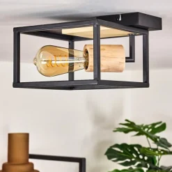 hofstein Plafonnier Salla Bois clair, Noir, 1 lumière