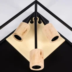 Lampes En Bois-hofstein Plafonnier Salla Bois clair, Noir, 3 lumières