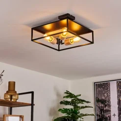 Lampes En Bois-hofstein Plafonnier Salla Bois clair, Noir, 3 lumières