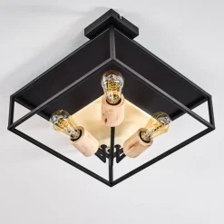 Lampes En Bois-hofstein Plafonnier Salla Bois clair, Noir, 3 lumières