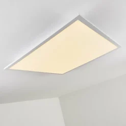 hofstein Plafonnier Salmi LED Aluminium, Blanc, 1 lumière, Télécommandes