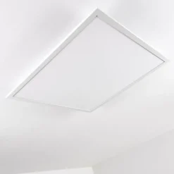 hofstein Plafonnier Salmi LED Aluminium, Blanc, 1 lumière, Télécommandes