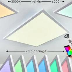 hofstein Plafonnier Salmi LED Blanc, 1 lumière, Télécommandes, Changeur de couleurs