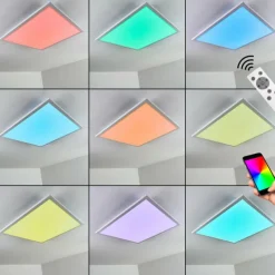 hofstein Plafonnier Salmi LED Blanc, 1 lumière, Télécommandes, Changeur de couleurs