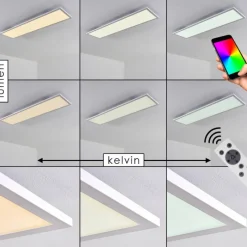hofstein Plafonnier Salmi LED Blanc, 1 lumière, Télécommandes, Changeur de couleurs