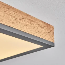 hofstein Plafonnier Salmi LED Brun, Couleur bois, Noir, 1 lumière, Télécommandes