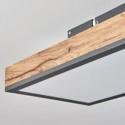 hofstein Plafonnier Salmi LED Brun, Couleur bois, Noir, 1 lumière, Télécommandes