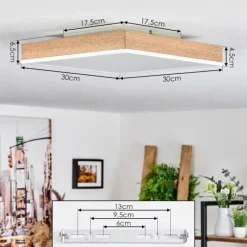 Luminaires Scandinaves-hofstein Plafonnier Salmi LED Brun, Couleur bois, Blanc, 1 lumière