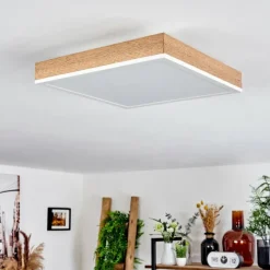 Luminaires Scandinaves-hofstein Plafonnier Salmi LED Brun, Couleur bois, Blanc, 1 lumière