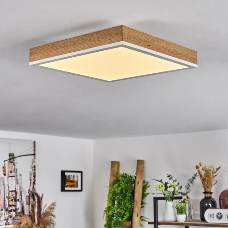 Luminaires Scandinaves-hofstein Plafonnier Salmi LED Brun, Couleur bois, Blanc, 1 lumière