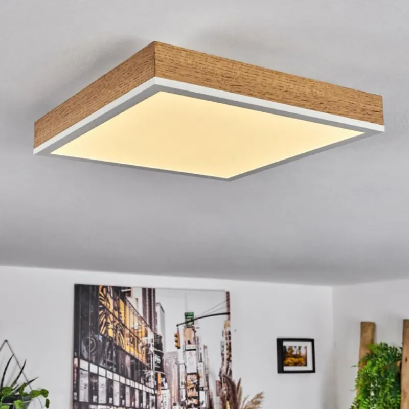 Luminaires Scandinaves-hofstein Plafonnier Salmi LED Brun, Couleur bois, Blanc, 1 lumière