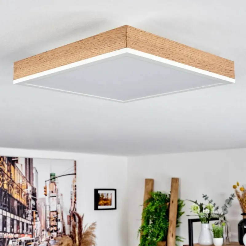 Luminaires Scandinaves-hofstein Plafonnier Salmi LED Brun, Couleur bois, Blanc, 1 lumière