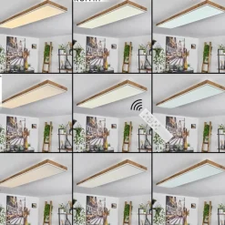 Luminaires Scandinaves-hofstein Plafonnier Salmi LED Brun, Couleur bois, Blanc, 1 lumière, Télécommandes