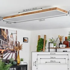 Luminaires Scandinaves-hofstein Plafonnier Salmi LED Brun, Couleur bois, Blanc, 1 lumière, Télécommandes