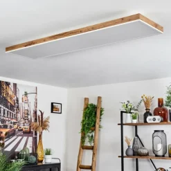 Luminaires Scandinaves-hofstein Plafonnier Salmi LED Brun, Couleur bois, Blanc, 1 lumière, Télécommandes