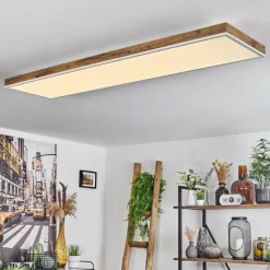 Luminaires Scandinaves-hofstein Plafonnier Salmi LED Brun, Couleur bois, Blanc, 1 lumière, Télécommandes