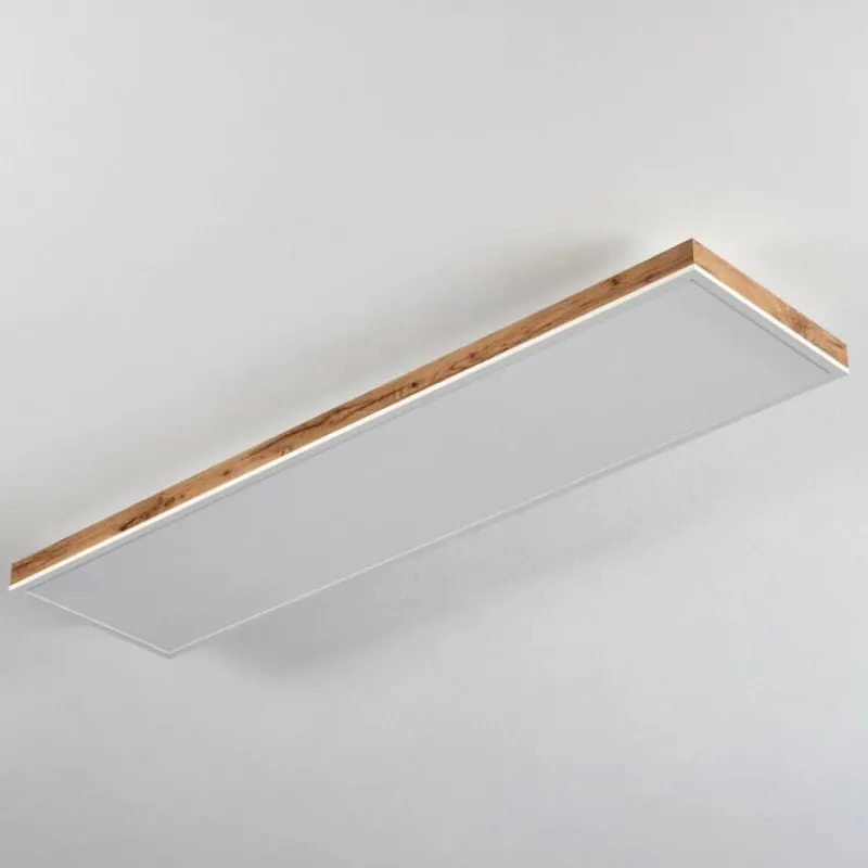 Luminaires Scandinaves-hofstein Plafonnier Salmi LED Brun, Couleur bois, Blanc, 1 lumière, Télécommandes