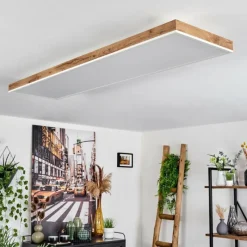 Luminaires Scandinaves-hofstein Plafonnier Salmi LED Brun, Couleur bois, Blanc, 1 lumière, Télécommandes