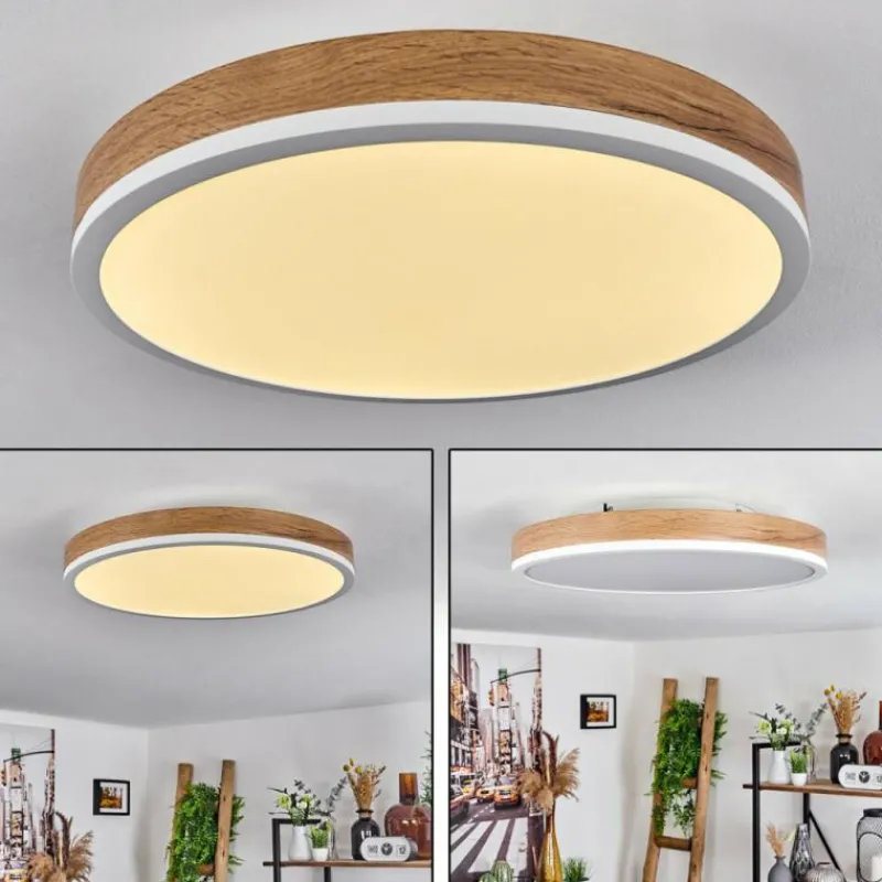 Luminaires Scandinaves-hofstein Plafonnier Salmi LED Brun, Couleur bois, Blanc, 1 lumière