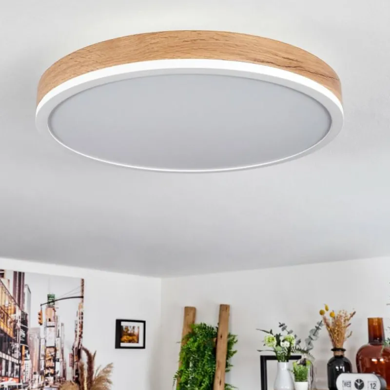 Luminaires Scandinaves-hofstein Plafonnier Salmi LED Brun, Couleur bois, Blanc, 1 lumière
