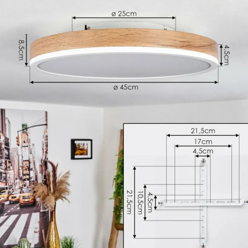 Luminaires Scandinaves-hofstein Plafonnier Salmi LED Brun, Couleur bois, Blanc, 1 lumière