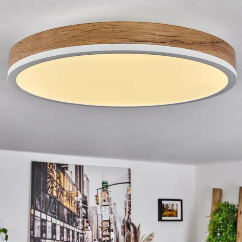 Luminaires Scandinaves-hofstein Plafonnier Salmi LED Brun, Couleur bois, Blanc, 1 lumière