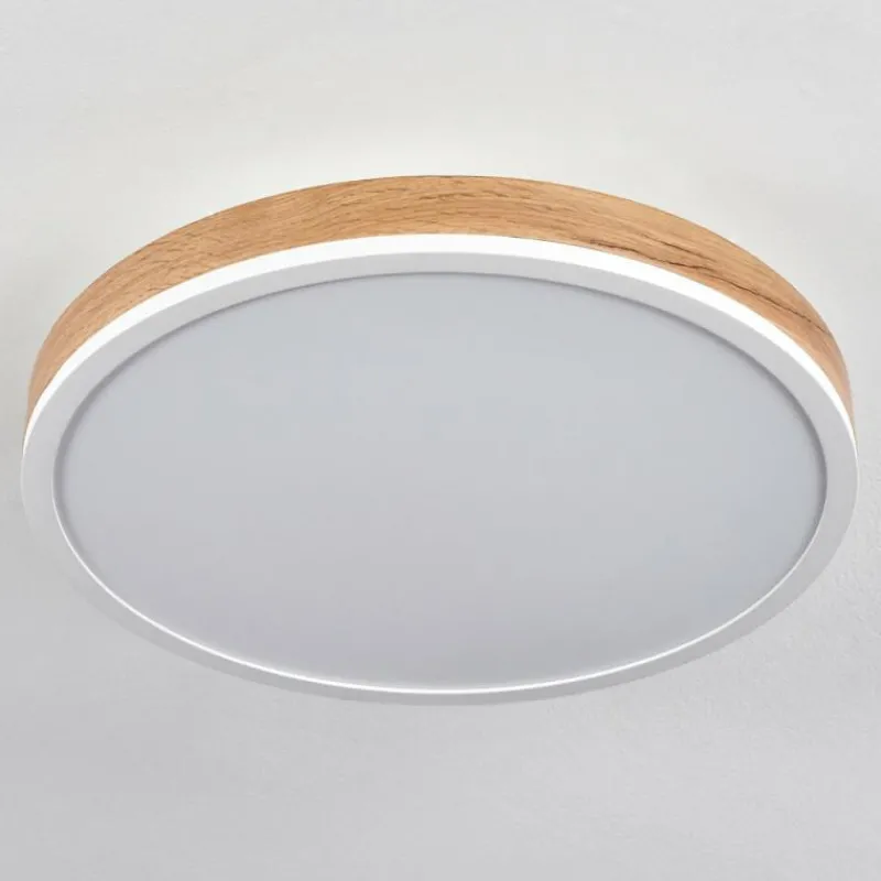Luminaires Scandinaves-hofstein Plafonnier Salmi LED Brun, Couleur bois, Blanc, 1 lumière