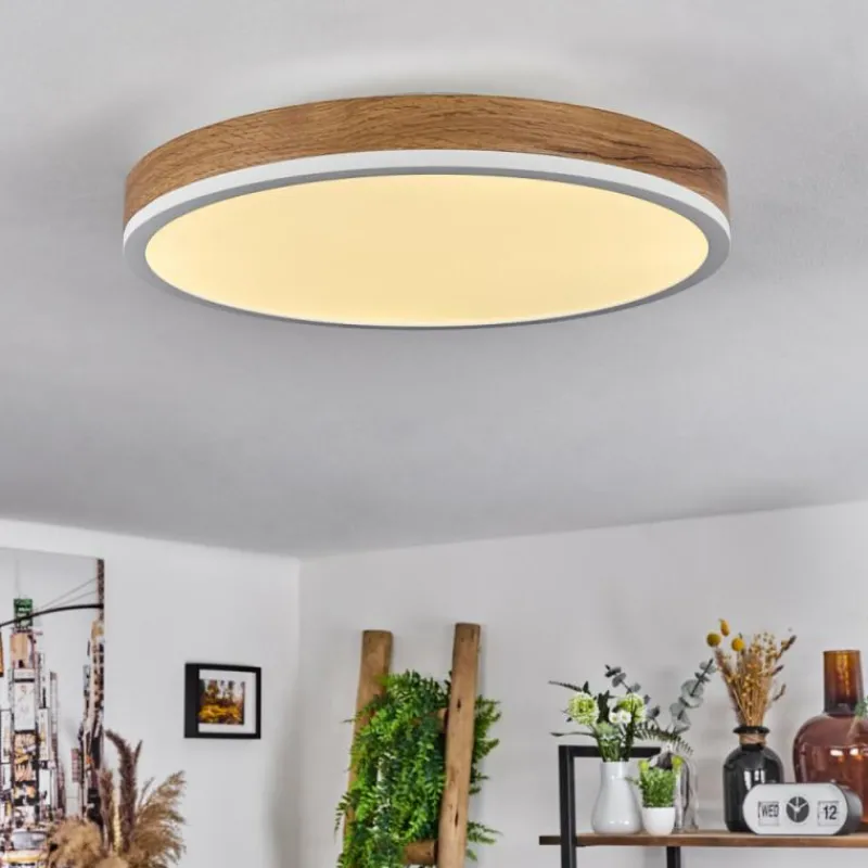 Luminaires Scandinaves-hofstein Plafonnier Salmi LED Brun, Couleur bois, Blanc, 1 lumière